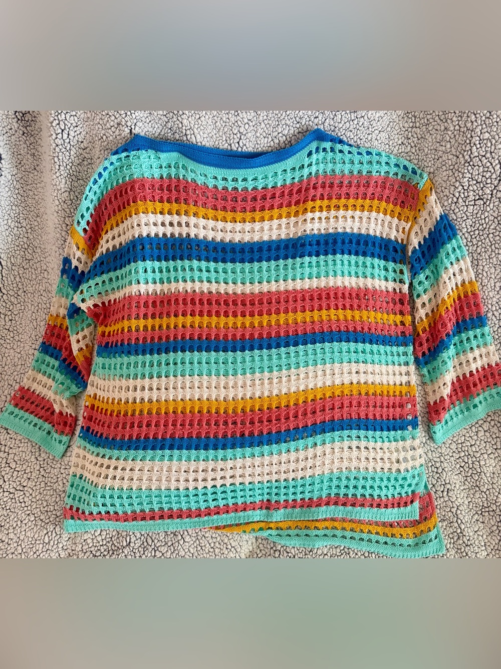 CUPSHE Swim Cover / Multicolor Open-Knit Striped - Picture 2 of 4